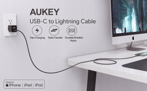 AUKEY AUKEY CB-CL03 NYLONOWY KABEL USB C-LIGHTNING 2M PD