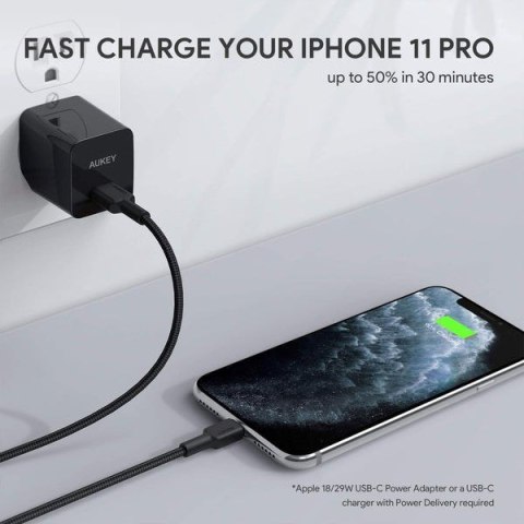 AUKEY AUKEY CB-CL03 NYLONOWY KABEL USB C-LIGHTNING 2M PD