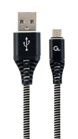 GEMBIRD GEMBIRD KABEL PREMIUM MICRO USB 2.0 AM-MBM5P (METALOWE WTYKI,OPLOT) 2M, CZARNY/BIAŁY