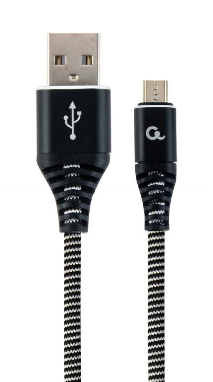 GEMBIRD GEMBIRD KABEL PREMIUM MICRO USB 2.0 AM-MBM5P (METALOWE WTYKI,OPLOT) 2M, CZARNY/BIAŁY