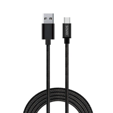 SAVIO Kabel SAVIO CL-129 (USB typu C - USB 2.0 typu A ; 2m; kolor czarny)