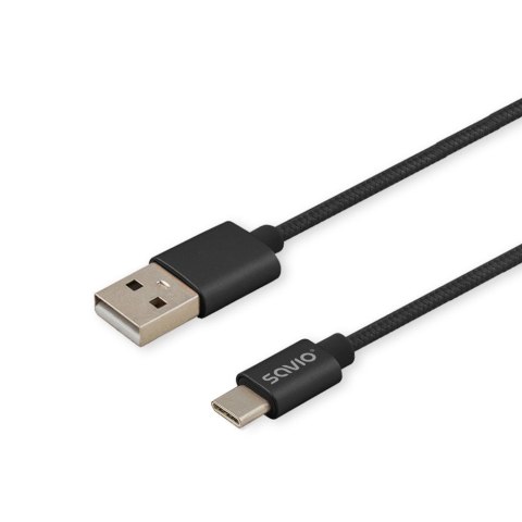SAVIO Kabel SAVIO CL-129 (USB typu C - USB 2.0 typu A ; 2m; kolor czarny)