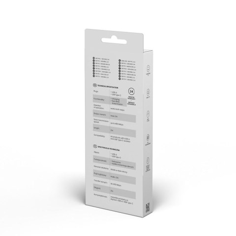 SAVIO Kabel SAVIO CL-129 (USB typu C - USB 2.0 typu A ; 2m; kolor czarny)