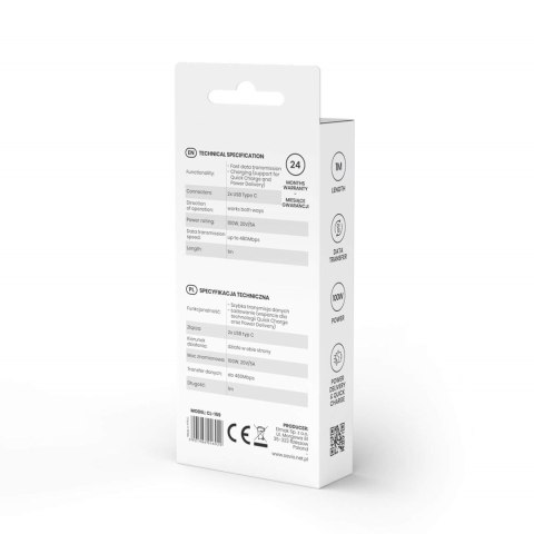 SAVIO SAVIO KABEL USB TYP C - USB TYP C 5A, 1M CL-159