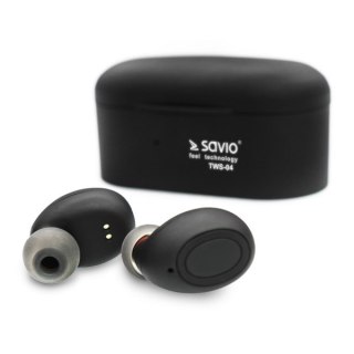 SAVIO Słuchawki SAVIO TWS-04 (bluetooth; bezprzewodowe, Bluetooth; z wbudowanym mikrofonem; kolor czarny
