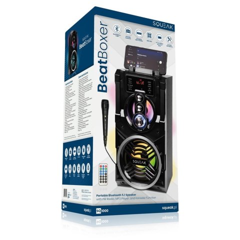 SQUEAK SQUEAK BEATBOXER BLUETOOTH 5.1 SPEAKER - GŁOŚNIK BLUETOOTH Z KARAOKE, RADIO FM, MICROSD, AUX I USB SQ1000