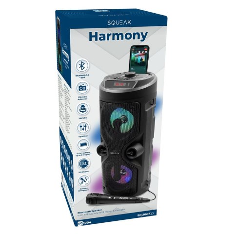 SQUEAK SQUEAK GŁOŚNIK KARAOKE HARMONY BLUETOOTH 5.0, RADIO FM, MICROSD, AUX, USB SQ1004