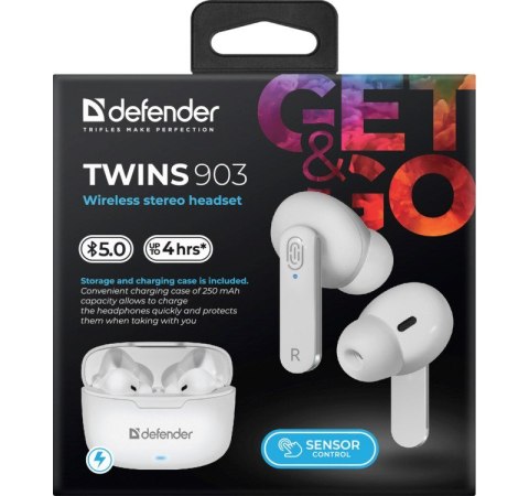 Defender DEFENDER SŁUCHAWKI BLUETOOTH TWINS 903 DOUSZNE BIAŁE 63903