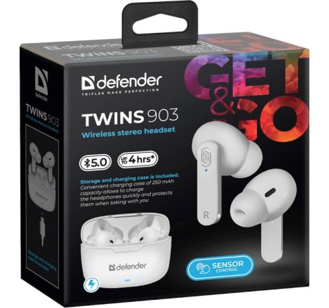 Defender DEFENDER SŁUCHAWKI BLUETOOTH TWINS 903 DOUSZNE BIAŁE 63903