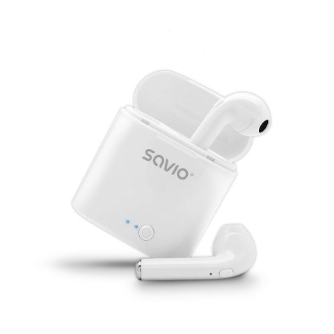 SAVIO Słuchawki bezprzewodowe SAVIO TWS-01 (douszne; bezprzewodowe, Bluetooth; z wbudowanym mikrofonem; kolor biały