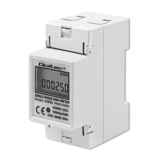 Qoltec QOLTEC LICZNIK ZUŻYCIA ENERGII JEDNOFAZOWY NA SZYNĘ DIN | 230V | LCD | 2P