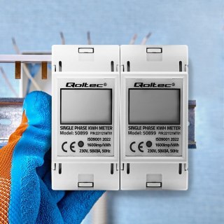 Qoltec QOLTEC LICZNIK ZUŻYCIA ENERGII JEDNOFAZOWY NA SZYNĘ DIN | 230V | LCD | 2P