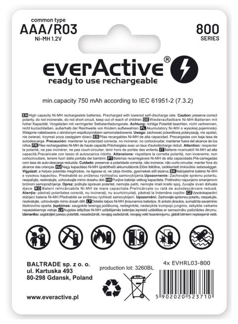 EverActive Zestaw akumulatorków everActive EVHRL03-800 (800mAh ; Ni-MH LSD)