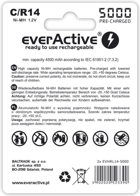 EverActive Zestaw akumulatorków everActive EVHRL14-5000 (5000mAh ; Ni-MH)
