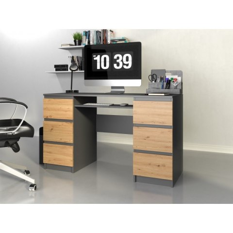 TOP E SHOP Biurko KUBA 130x51xH76 antracyt/artisan