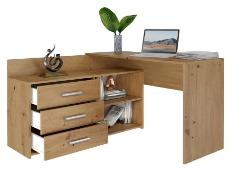 TOP E SHOP Biurko narożne + komoda DANY 120x50xH76 artisan
