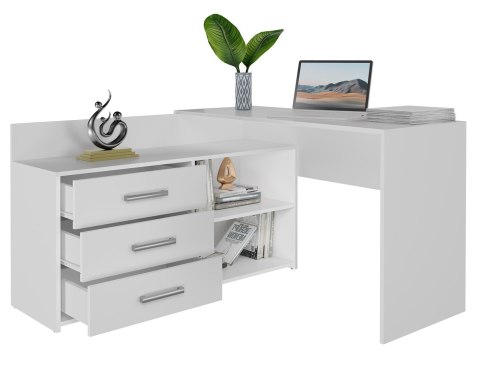 TOP E SHOP Biurko narożne + komoda DANY 120x50xH76 biały