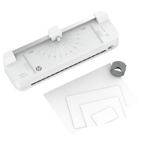 Hewlett-Packard HP Laminator ONELAM COMBO A3, na zimno/gorąco, zintegrowany trymer, zaokrąglacz rogów, prędkość 40cm/min + 15 folii: 3xA4, 4xA5,