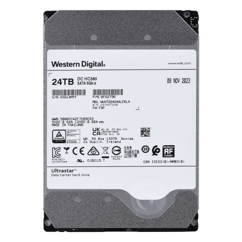 Western Digital Dysk serwerowy HDD Western Digital Ultrastar DC HC580 WUH722424ALE6L4 (24 TB; 3,5"; SATA)