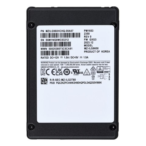 Samsung SemiConductor Dysk SSD Samsung PM1653 960GB 2.5" SAS 24Gb/s MZILG960HCHQ-00A07 (DWPD 1)