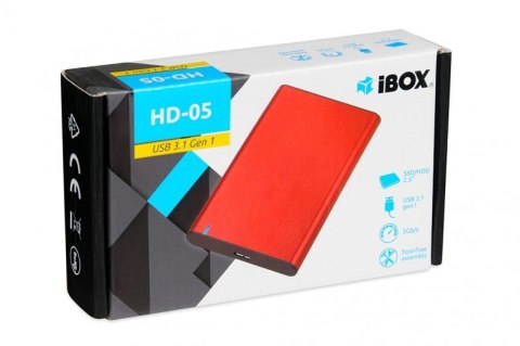 IBOX OBUDOWA I-BOX HD-05 ZEW 2,5" USB 3.1 GEN.1 RED