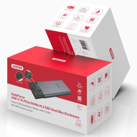 UNITEK UNITEK OBUDOWA NA DYSK/KLONOWANIE 2XM.2, PCIE/NVME