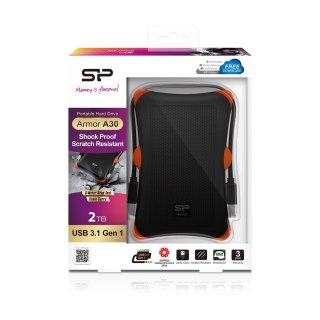 Silicon Power Dysk zewnętrzny HDD Silicon Power Armor A30 (2TB; 2.5"; USB 3.2; 5400 obr/min; Orange-Black; SP020TBPHDA30S3K)