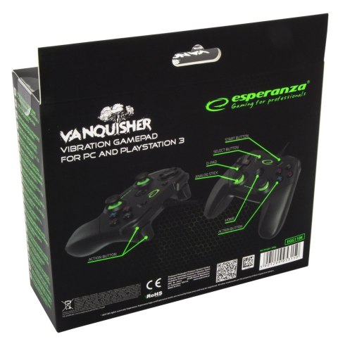 Esperanza Gamepad Esperanza Vanquisher EGG110K (PC, PS3; kolor czarny, kolor zielony)
