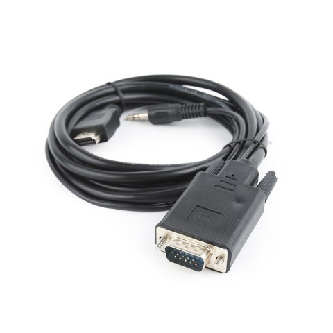 GEMBIRD Adapter GEMBIRD A-HDMI-VGA-03-6 (HDMI M - D-Sub (VGA), Jack stereo 3,5 mm M; 1,8m; kolor czarny)