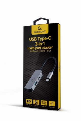 GEMBIRD GEMBIRD MULTI ADAPTER USB TYP-C 3W1 (HUB USB + HDMI + PD)
