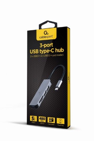 GEMBIRD GEMBIRD MULTI ADAPTER USB TYP-C 5W1 (HUB + HDMI + PD + DŹWIĘK STEREO) SREBRNY