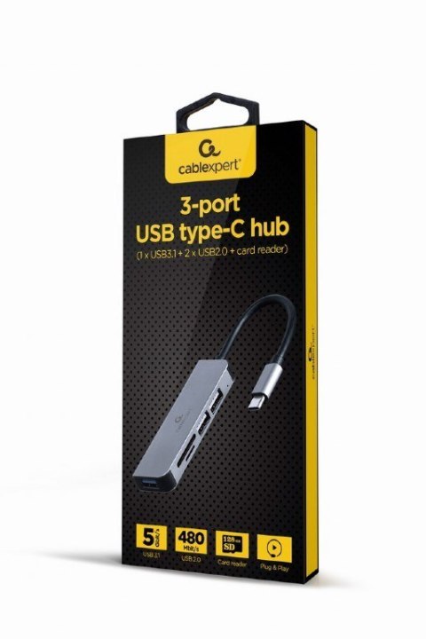 GEMBIRD GEMBIRD MULTI ADAPTER USB TYP-C 5W1 (HUB + HDMI + PD + DŹWIĘK STEREO) SREBRNY