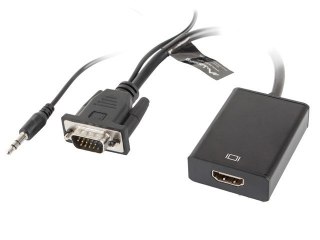 Lanberg Adapter Lanberg AD-0021-BK (D-Sub (VGA), Mini Jack M - HDMI F; 0,20m; kolor czarny)