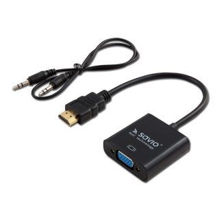 SAVIO Adapter SAVIO CL-23/B (HDMI M - D-Sub (VGA) F; 0,20m; kolor czarny)