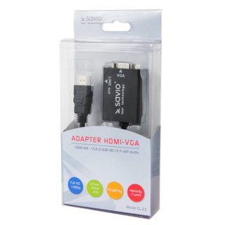 SAVIO Adapter SAVIO cl-23 (HDMI M - D-Sub (VGA) F; 0,20m; kolor czarny)
