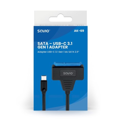 SAVIO SAVIO ADAPTER USB-C 3.1 GEN 1 (M) - SATA (F) DO DYSKÓW 2.5" AK-69