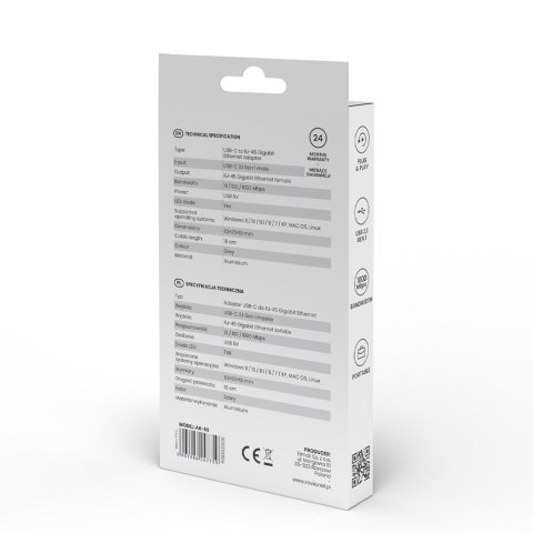 SAVIO SAVIO AK-56 ADAPTER USB-C 3.1 GEN 1 DO RJ-45