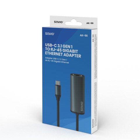 SAVIO SAVIO AK-56 ADAPTER USB-C 3.1 GEN 1 DO RJ-45
