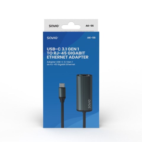 SAVIO SAVIO AK-56 ADAPTER USB-C 3.1 GEN 1 DO RJ-45