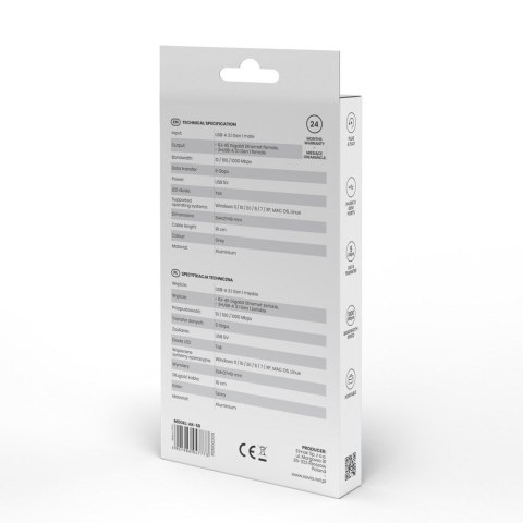 SAVIO SAVIO AK-58 3-PORTOWY HUB USB-A Z ADAPTEREM RJ-45