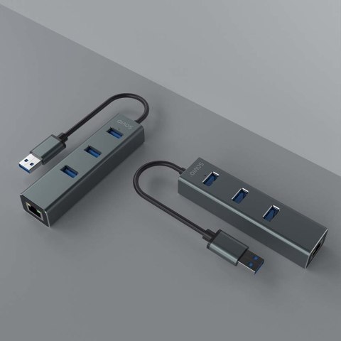 SAVIO SAVIO AK-58 3-PORTOWY HUB USB-A Z ADAPTEREM RJ-45