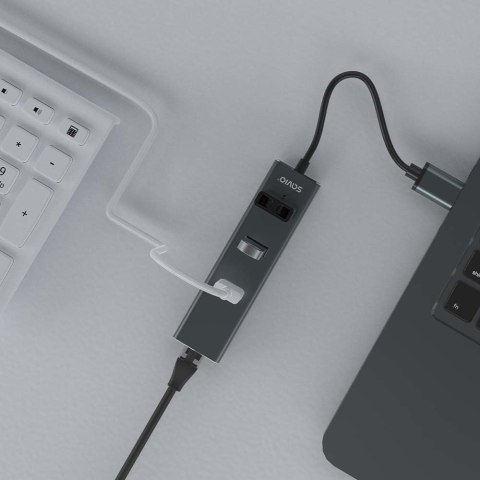 SAVIO SAVIO AK-58 3-PORTOWY HUB USB-A Z ADAPTEREM RJ-45