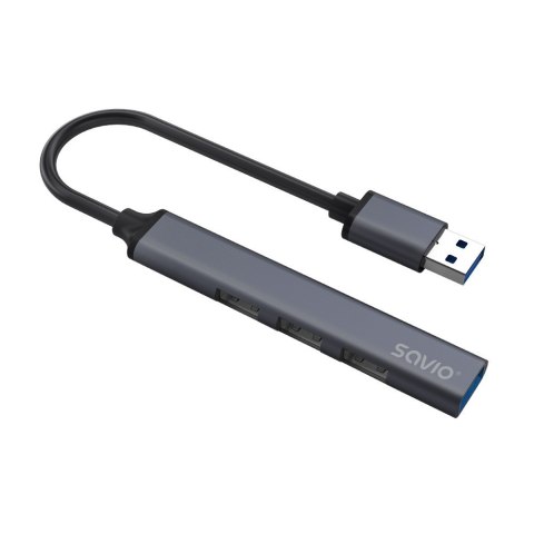 SAVIO SAVIO HUB USB-A - 3 X USB-A 2.0, 1 X USB-A 3.0, SZARY AK-70