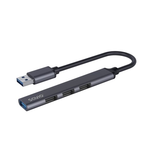 SAVIO SAVIO HUB USB-A - 3 X USB-A 2.0, 1 X USB-A 3.0, SZARY AK-70
