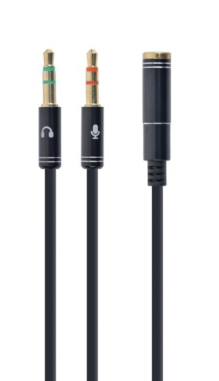 GEMBIRD Kabel GEMBIRD CCA-418M (Mini Jack x2 M - 4-Pin, Jack stereo 3,5 mm F; 0,20m; kolor czarny)