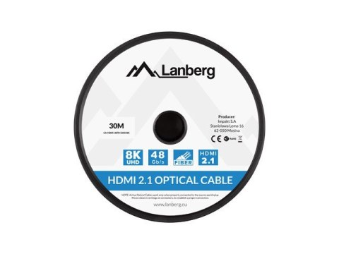 Lanberg LANBERG KABEL HDMI M/M V2.1 30M 8K OPTYCZNY AOC CA-HDMI-30FB-0300-BK
