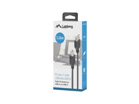 Lanberg LANBERG KABEL USB-A->USB-B M/M 2.0 1M FERRYT CZARNY BOX CA-USBA-15CU-0010-BK