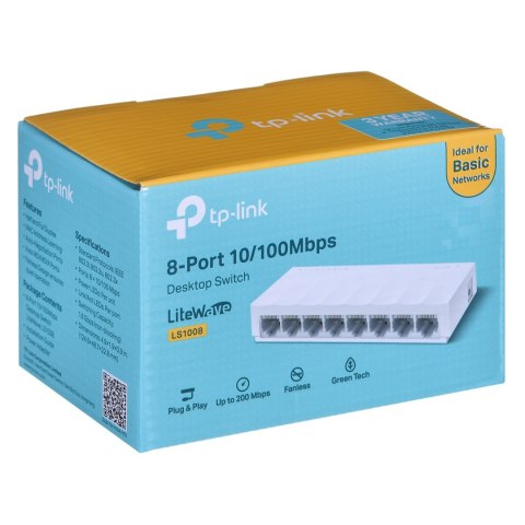TP-LINK Switch TP-LINK TL-LS1008 Ilosc 8 portów RJ45 10/100 Mb/s (automatyczna negocjacja szybkości połączeń, automatyczne krosowanie Au