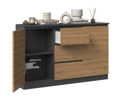 TOP E SHOP Komoda 2D3S 120x30xH75 antracyt/artisan