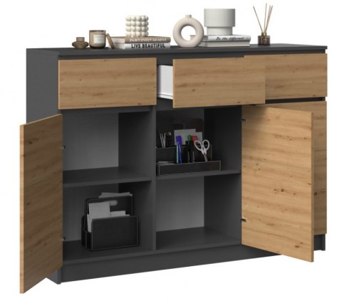 TOP E SHOP Komoda 3D3S 120x40xH97 antracyt/artisan